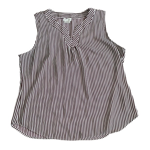 Van Heusen Brown/Cream Vertical Striped Sleeveless Top - Size XL**.. - Picture 1 of 6